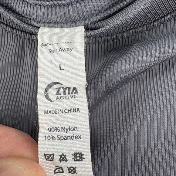 ZYIA Active Shirt Mens Large Gray Ribbed Loose Athletic Training Short Sleeve - Picture 8 of 9